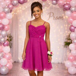 Chiffon Fuchsia Cocktail Dress Size 10 Impression Prom/Bridal Party
